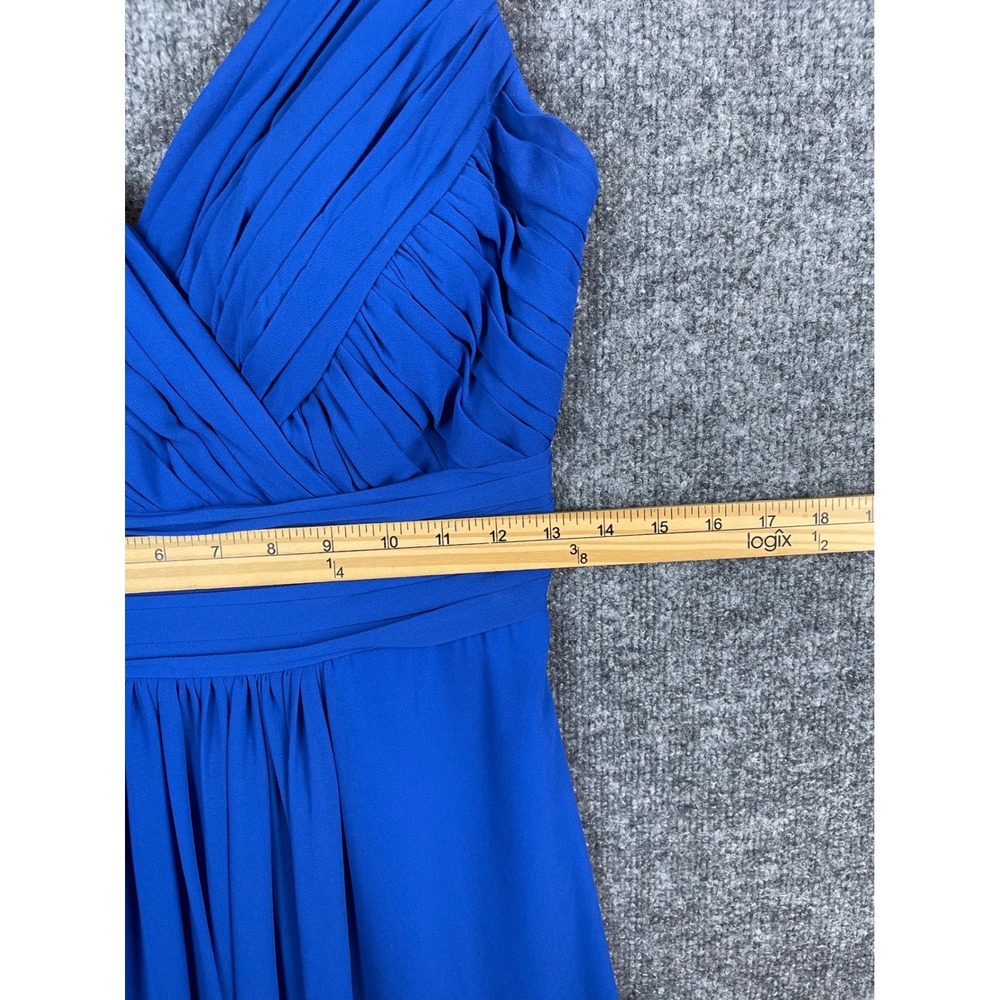 Bill Levkoff Chiffon Cocktail Dress Women 4 Royal Blue Excellent Pleated Formal - Picture 2 of 7